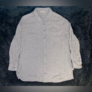 Athleta Avenues Gray Wool Blend Button Up Long Sleeve Shirt Womens Size Large